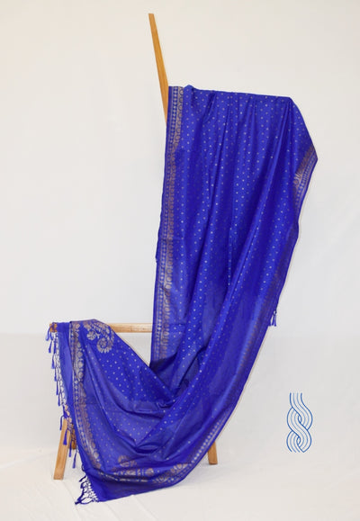 Benarsi Zari Blended Silk Dupatta Royal Blue