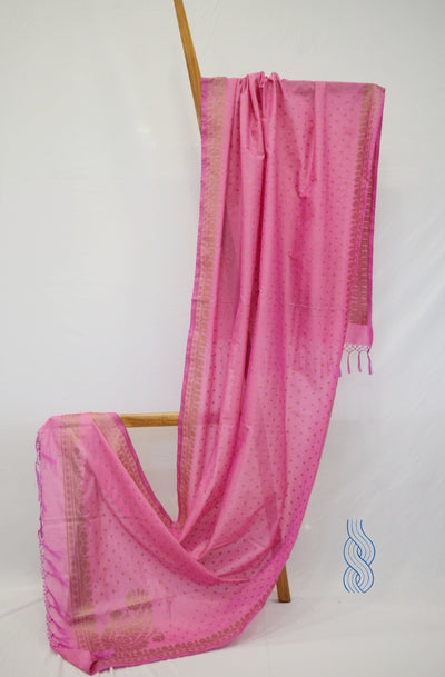 Benarsi Zari Blended Silk Dupatta Light Pink
