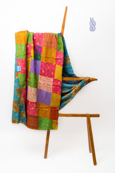 Reversible kantha Patchwork Dupatta