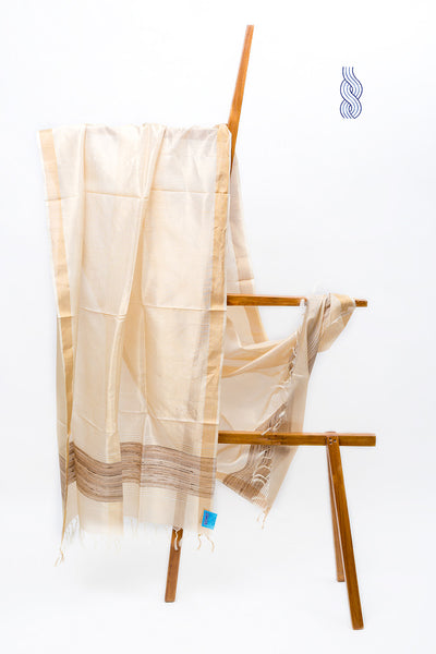 Tussar Tissue Silk Desi Dupatta with Zari border 1 stripe 3