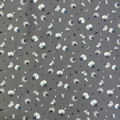 Printed Premium Cotton Grey Small Flowers