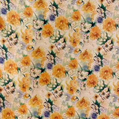 Printed Silk Yellow Floral