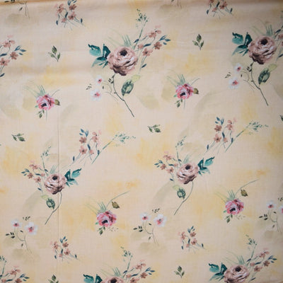 Printed Premium Cotton Yellow Beige Floral