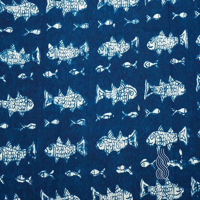 Printed Indigo Cotton Fish