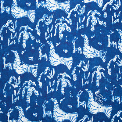 Printed Indigo Cotton Bird