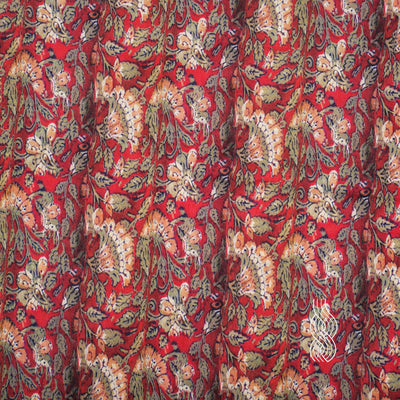 Digital Print Semi Tussar Floral Red