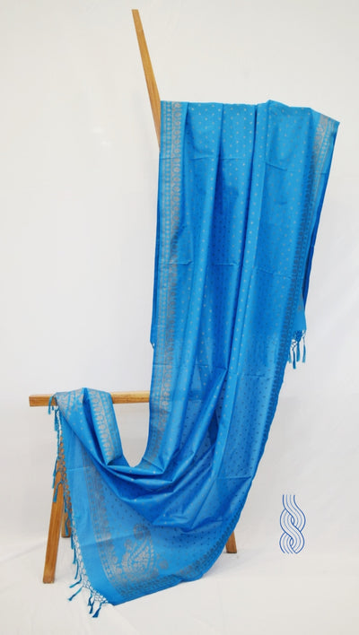 Benarsi Zari Blended Silk Dupatta Bright Blue