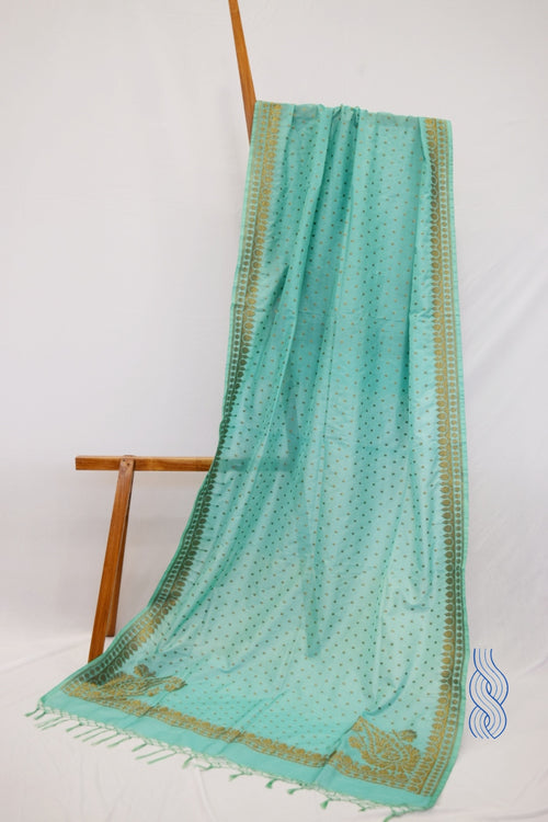 Benarsi Zari Blended Silk Dupatta light green