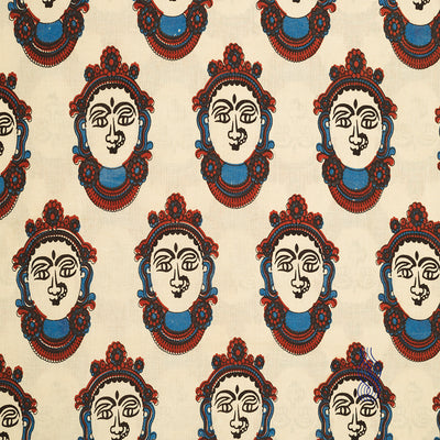 Kalamkari Cotton kathakali Faces White