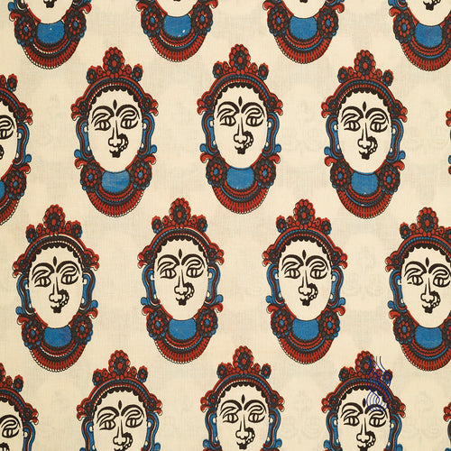 Kalamkari Cotton kathakali Faces White