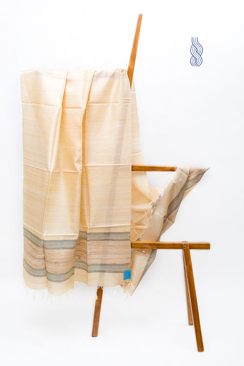 Tussar Silk Desi Dupatta with double border 1 stripe 4