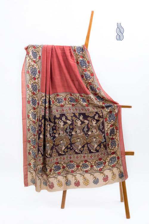 Kalamkari handpainted Pure Crepe Silk Dupatta