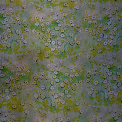 Printed Linen Green Yellow Floral